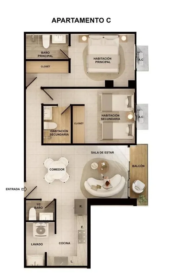 Apartment in Gazcue, 59 m² for sale - 3