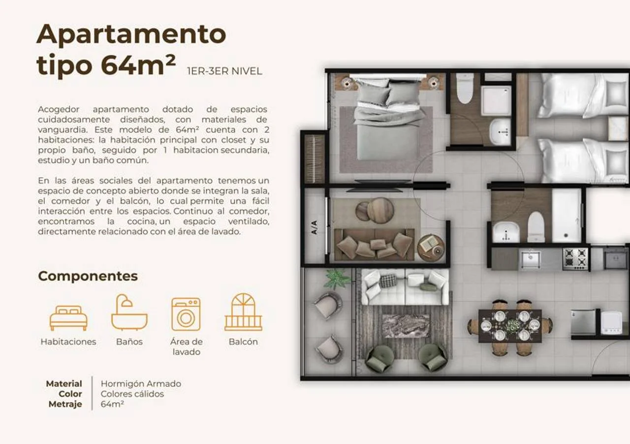 Apartamento de 1 habitaciones en venta en Ciudad Juan Bosch, Santo Domingo Este